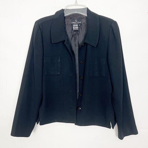 Carole Little Vintage Button Down Career Wear Black Jacket Size 10 - Picture 1 of 11